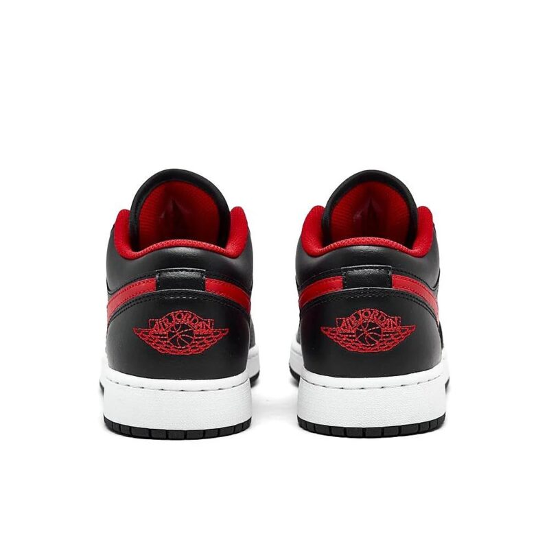 Big Kids Jordan 1 Low Black/Fire Red-White (553560 063)