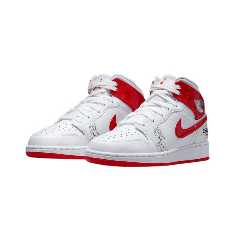 Big Kids Jordan 1 Mid Ss Rookie Season White/University Red (Dr6496 116)